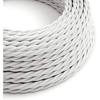 Comprar cable trenzado imitación al antiguo de algodón ignifugo blanco.  fontini a precio online