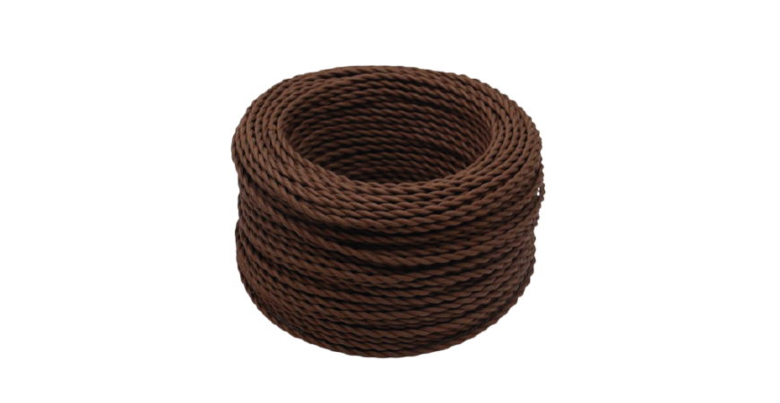 Comprar cable trenzado imitación al antiguo de algodón ignifugo marrón.  fontini a precio online